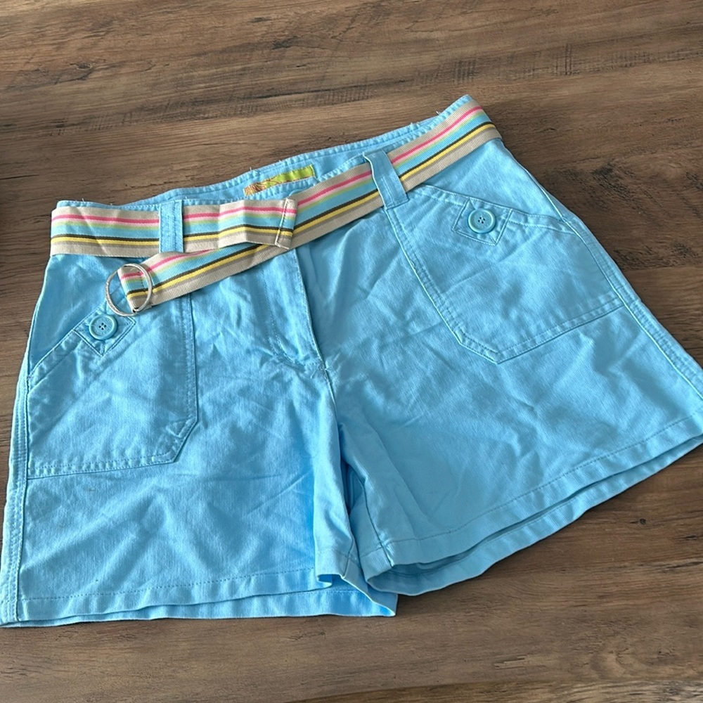 🔥🔥Lady Hathaway relaxed fit Women's Cotton light blue Shorts with belt